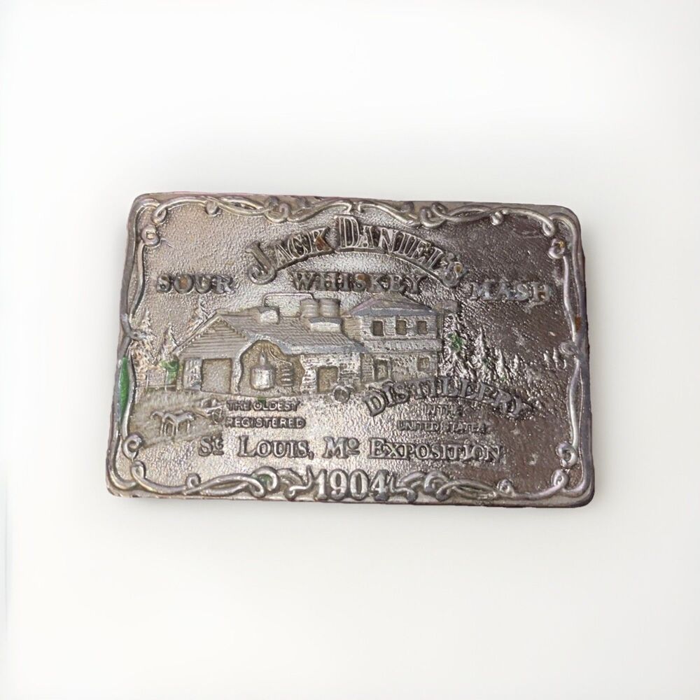 Jack Daniels Sour Mash Whiskey St Louis 1904 Exposition Vintage Belt Buckle